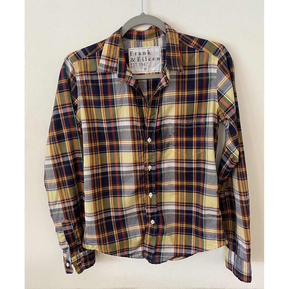 Frank and Eileen blue yellow plaid Barry shirt Size XS - Picture 7 of 10